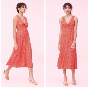 Rebecca Taylor Malia Floral Twist Front Midi Dress